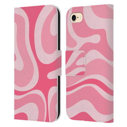 Kierkegaard Design Studio Art Modern Liquid Swirl Candy Pink Leather Book Wallet Case Cover For Apple iPhone 7 / 8 / SE 2020 & 2022