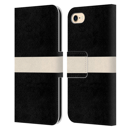 Kierkegaard Design Studio Art Stripe Minimalist Black Cream Leather Book Wallet Case Cover For Apple iPhone 7 / 8 / SE 2020 & 2022