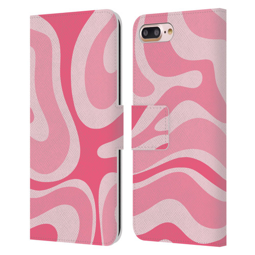 Kierkegaard Design Studio Art Modern Liquid Swirl Candy Pink Leather Book Wallet Case Cover For Apple iPhone 7 Plus / iPhone 8 Plus