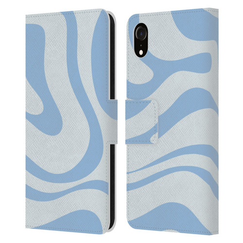 Kierkegaard Design Studio Art Blue Abstract Swirl Pattern Leather Book Wallet Case Cover For Apple iPhone XR