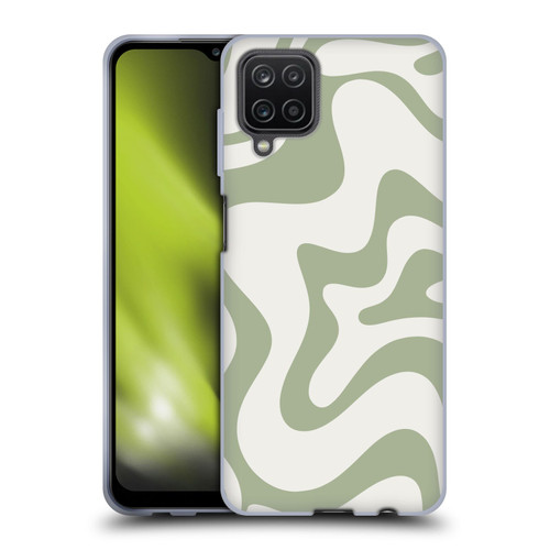 Kierkegaard Design Studio Art Retro Liquid Swirl Sage Green Soft Gel Case for Samsung Galaxy A12 (2020)