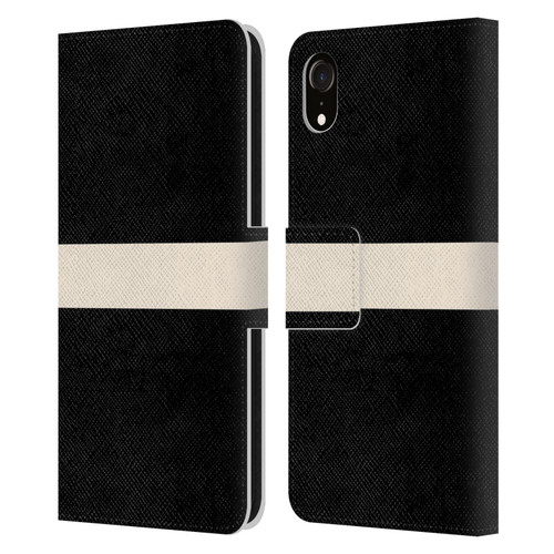 Kierkegaard Design Studio Art Stripe Minimalist Black Cream Leather Book Wallet Case Cover For Apple iPhone XR