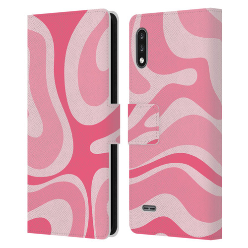 Kierkegaard Design Studio Art Modern Liquid Swirl Candy Pink Leather Book Wallet Case Cover For LG K22