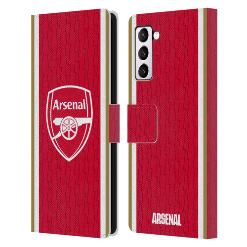 Arsenal FC 2023/24 Crest Kit Home Leather Book Wallet Case Cover For Samsung Galaxy S21+ 5G