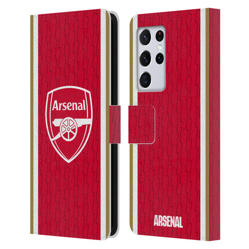 Arsenal FC 2023/24 Crest Kit Home Leather Book Wallet Case Cover For Samsung Galaxy S21 Ultra 5G