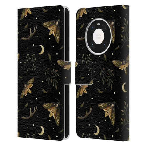 Episodic Drawing Pattern Death Head Moth Leather Book Wallet Case Cover For Huawei Mate 40 Pro 5G