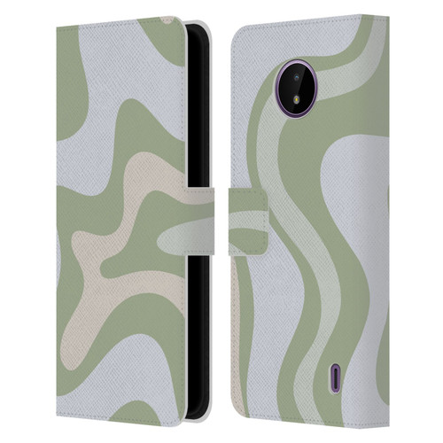 Kierkegaard Design Studio Art Retro Swirl Abstract Sage Leather Book Wallet Case Cover For Nokia C10 / C20