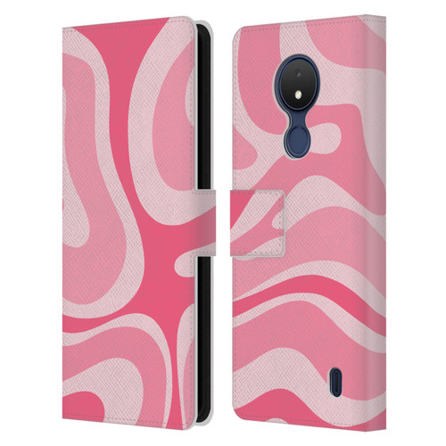 Kierkegaard Design Studio Art Modern Liquid Swirl Candy Pink Leather Book Wallet Case Cover For Nokia C21