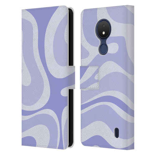 Kierkegaard Design Studio Art Modern Liquid Swirl Purple Leather Book Wallet Case Cover For Nokia C21