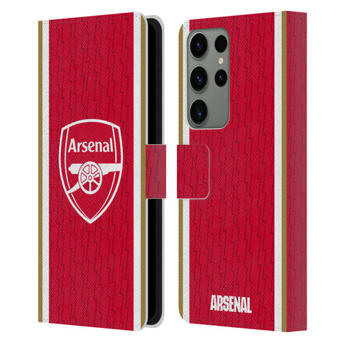 Arsenal FC 2023/24 Crest Kit Home Leather Book Wallet Case Cover For Samsung Galaxy S23 Ultra 5G