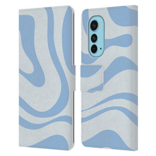 Kierkegaard Design Studio Art Blue Abstract Swirl Pattern Leather Book Wallet Case Cover For Motorola Edge (2022)
