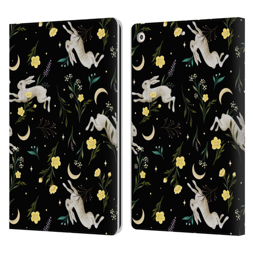 Episodic Drawing Pattern Bunny Night Leather Book Wallet Case Cover For Apple iPad 10.2 2019/2020/2021