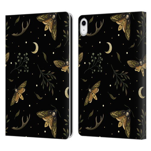 Episodic Drawing Pattern Death Head Moth Leather Book Wallet Case Cover For Apple iPad 10.9 2022/2025
