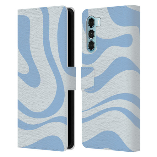 Kierkegaard Design Studio Art Blue Abstract Swirl Pattern Leather Book Wallet Case Cover For Motorola Edge S30 / Moto G200 5G