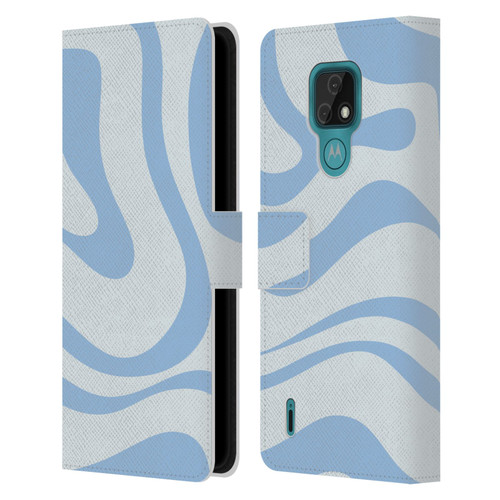 Kierkegaard Design Studio Art Blue Abstract Swirl Pattern Leather Book Wallet Case Cover For Motorola Moto E7