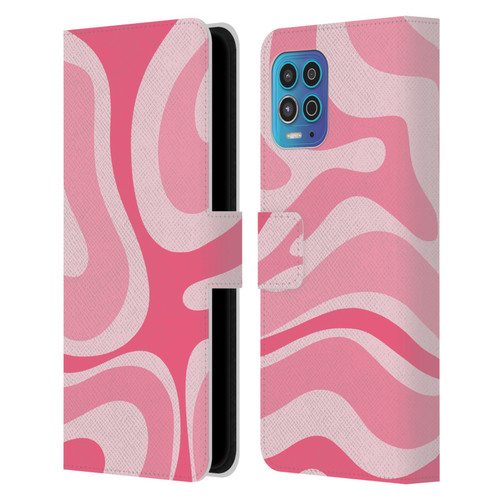 Kierkegaard Design Studio Art Modern Liquid Swirl Candy Pink Leather Book Wallet Case Cover For Motorola Moto G100