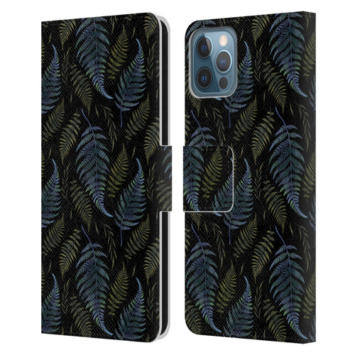 Episodic Drawing Pattern Leaves Leather Book Wallet Case Cover For Apple iPhone 12 / iPhone 12 Pro