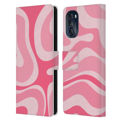 Kierkegaard Design Studio Art Modern Liquid Swirl Candy Pink Leather Book Wallet Case Cover For Motorola Moto G (2022)