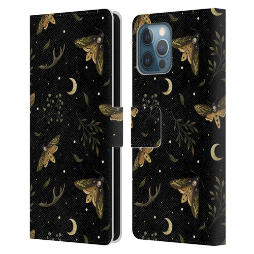 Episodic Drawing Pattern Death Head Moth Leather Book Wallet Case Cover For Apple iPhone 12 Pro Max