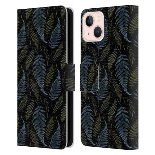 Episodic Drawing Pattern Leaves Leather Book Wallet Case Cover For Apple iPhone 13