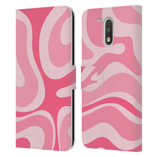 Kierkegaard Design Studio Art Modern Liquid Swirl Candy Pink Leather Book Wallet Case Cover For Motorola Moto G41