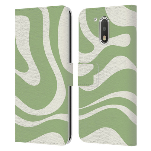 Kierkegaard Design Studio Art Modern Liquid Swirl in Sage Leather Book Wallet Case Cover For Motorola Moto G41