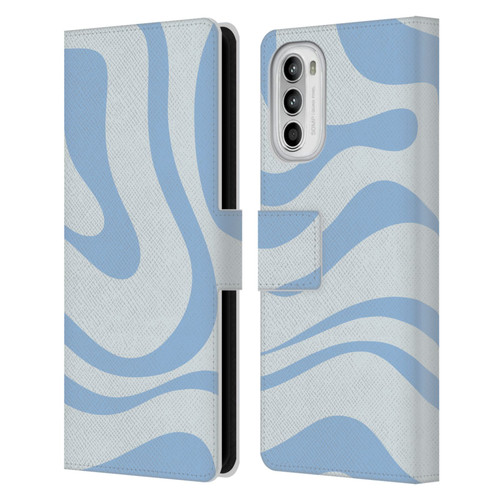 Kierkegaard Design Studio Art Blue Abstract Swirl Pattern Leather Book Wallet Case Cover For Motorola Moto G52