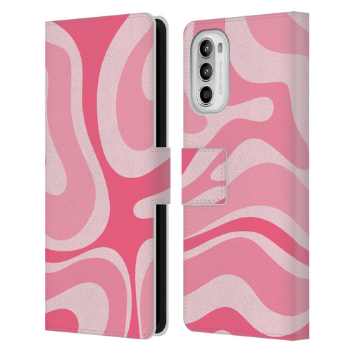 Kierkegaard Design Studio Art Modern Liquid Swirl Candy Pink Leather Book Wallet Case Cover For Motorola Moto G52