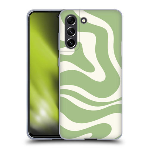 Kierkegaard Design Studio Art Modern Liquid Swirl in Sage Soft Gel Case for Samsung Galaxy S21 FE 5G