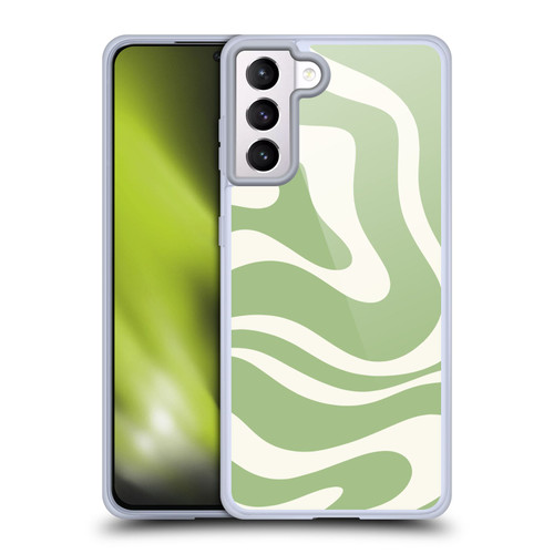 Kierkegaard Design Studio Art Modern Liquid Swirl in Sage Soft Gel Case for Samsung Galaxy S21+ 5G