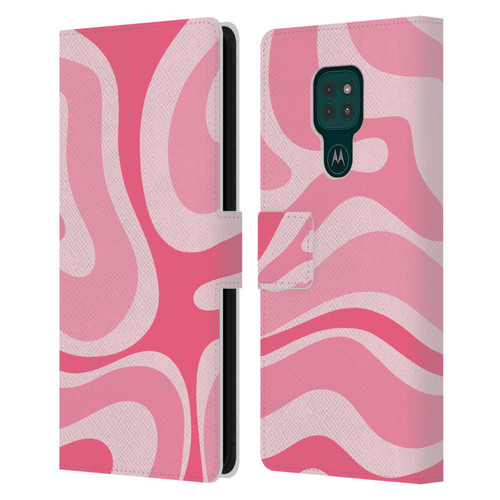 Kierkegaard Design Studio Art Modern Liquid Swirl Candy Pink Leather Book Wallet Case Cover For Motorola Moto G9 Play
