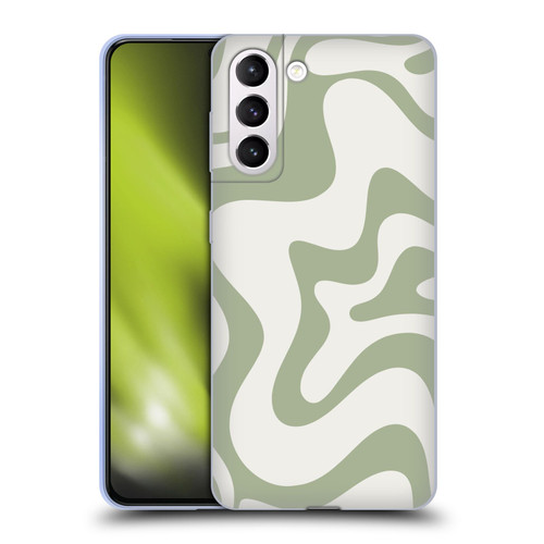 Kierkegaard Design Studio Art Retro Liquid Swirl Sage Green Soft Gel Case for Samsung Galaxy S21+ 5G