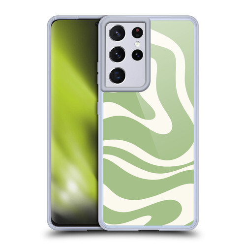 Kierkegaard Design Studio Art Modern Liquid Swirl in Sage Soft Gel Case for Samsung Galaxy S21 Ultra 5G