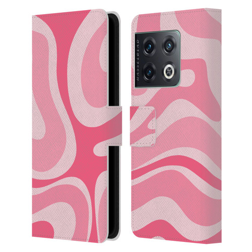 Kierkegaard Design Studio Art Modern Liquid Swirl Candy Pink Leather Book Wallet Case Cover For OnePlus 10 Pro