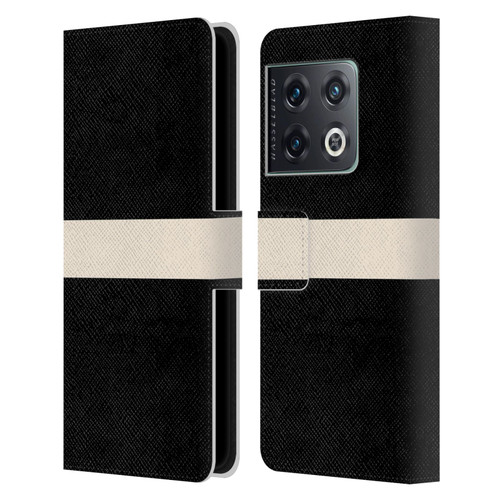 Kierkegaard Design Studio Art Stripe Minimalist Black Cream Leather Book Wallet Case Cover For OnePlus 10 Pro