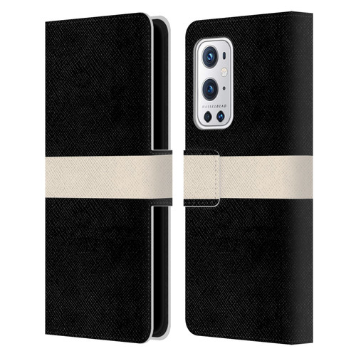 Kierkegaard Design Studio Art Stripe Minimalist Black Cream Leather Book Wallet Case Cover For OnePlus 9 Pro