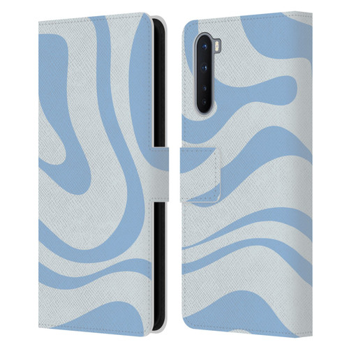 Kierkegaard Design Studio Art Blue Abstract Swirl Pattern Leather Book Wallet Case Cover For OnePlus Nord 5G