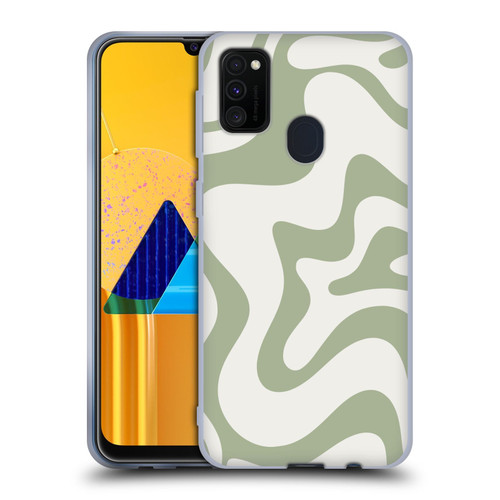 Kierkegaard Design Studio Art Retro Liquid Swirl Sage Green Soft Gel Case for Samsung Galaxy M30s (2019)/M21 (2020)