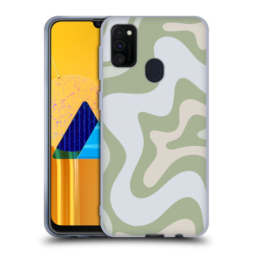 Kierkegaard Design Studio Art Retro Swirl Abstract Sage Soft Gel Case for Samsung Galaxy M30s (2019)/M21 (2020)