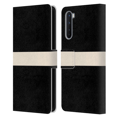 Kierkegaard Design Studio Art Stripe Minimalist Black Cream Leather Book Wallet Case Cover For OnePlus Nord 5G