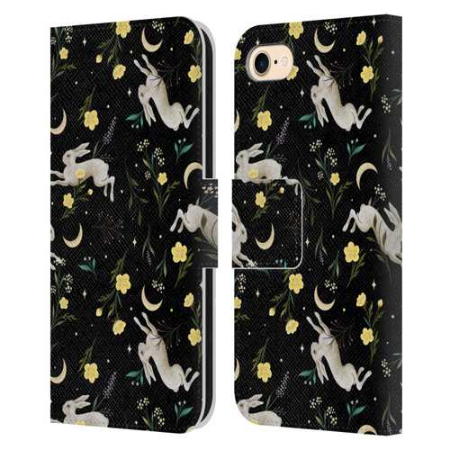 Episodic Drawing Pattern Bunny Night Leather Book Wallet Case Cover For Apple iPhone 7 / 8 / SE 2020 & 2022