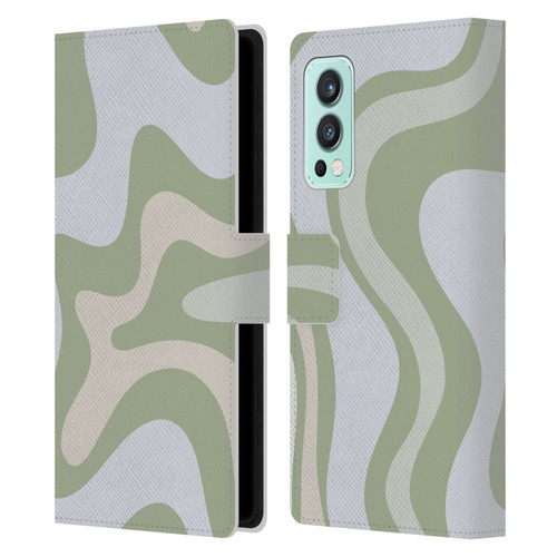Kierkegaard Design Studio Art Retro Swirl Abstract Sage Leather Book Wallet Case Cover For OnePlus Nord 2 5G