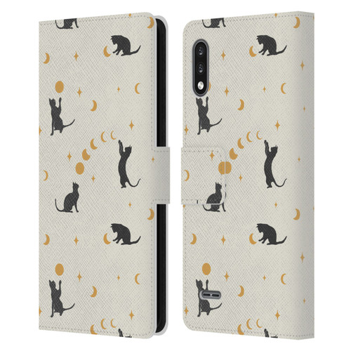 Episodic Drawing Pattern Cat And Moon Leather Book Wallet Case Cover For LG K22