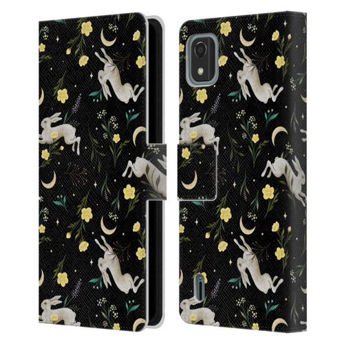 Episodic Drawing Pattern Bunny Night Leather Book Wallet Case Cover For Nokia C2 2nd Edition