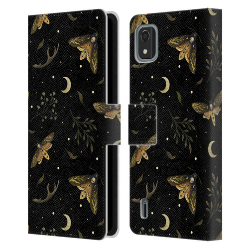 Episodic Drawing Pattern Death Head Moth Leather Book Wallet Case Cover For Nokia C2 2nd Edition