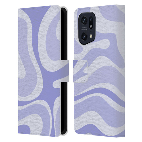 Kierkegaard Design Studio Art Modern Liquid Swirl Purple Leather Book Wallet Case Cover For OPPO Find X5