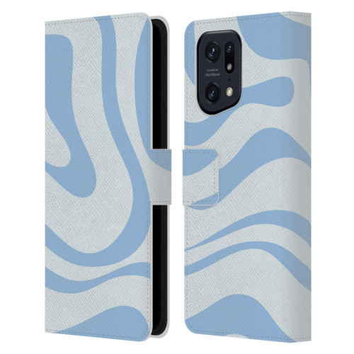 Kierkegaard Design Studio Art Blue Abstract Swirl Pattern Leather Book Wallet Case Cover For OPPO Find X5 Pro