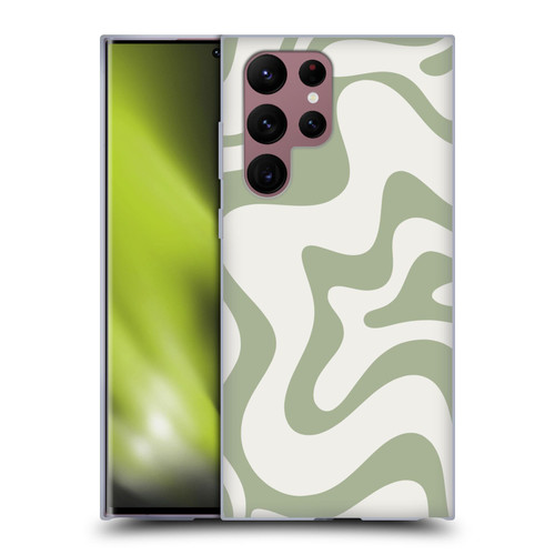 Kierkegaard Design Studio Art Retro Liquid Swirl Sage Green Soft Gel Case for Samsung Galaxy S22 Ultra 5G