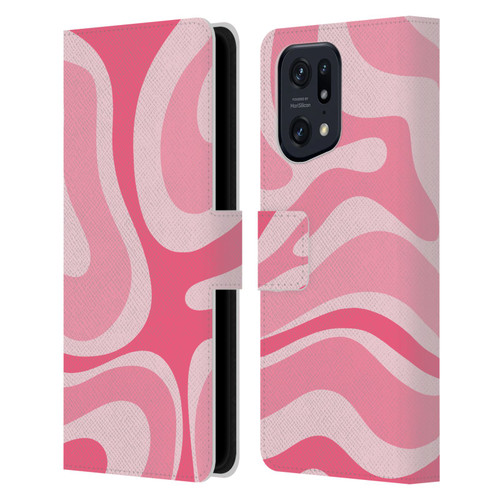 Kierkegaard Design Studio Art Modern Liquid Swirl Candy Pink Leather Book Wallet Case Cover For OPPO Find X5 Pro