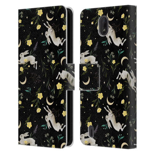 Episodic Drawing Pattern Bunny Night Leather Book Wallet Case Cover For Nokia C01 Plus/C1 2nd Edition